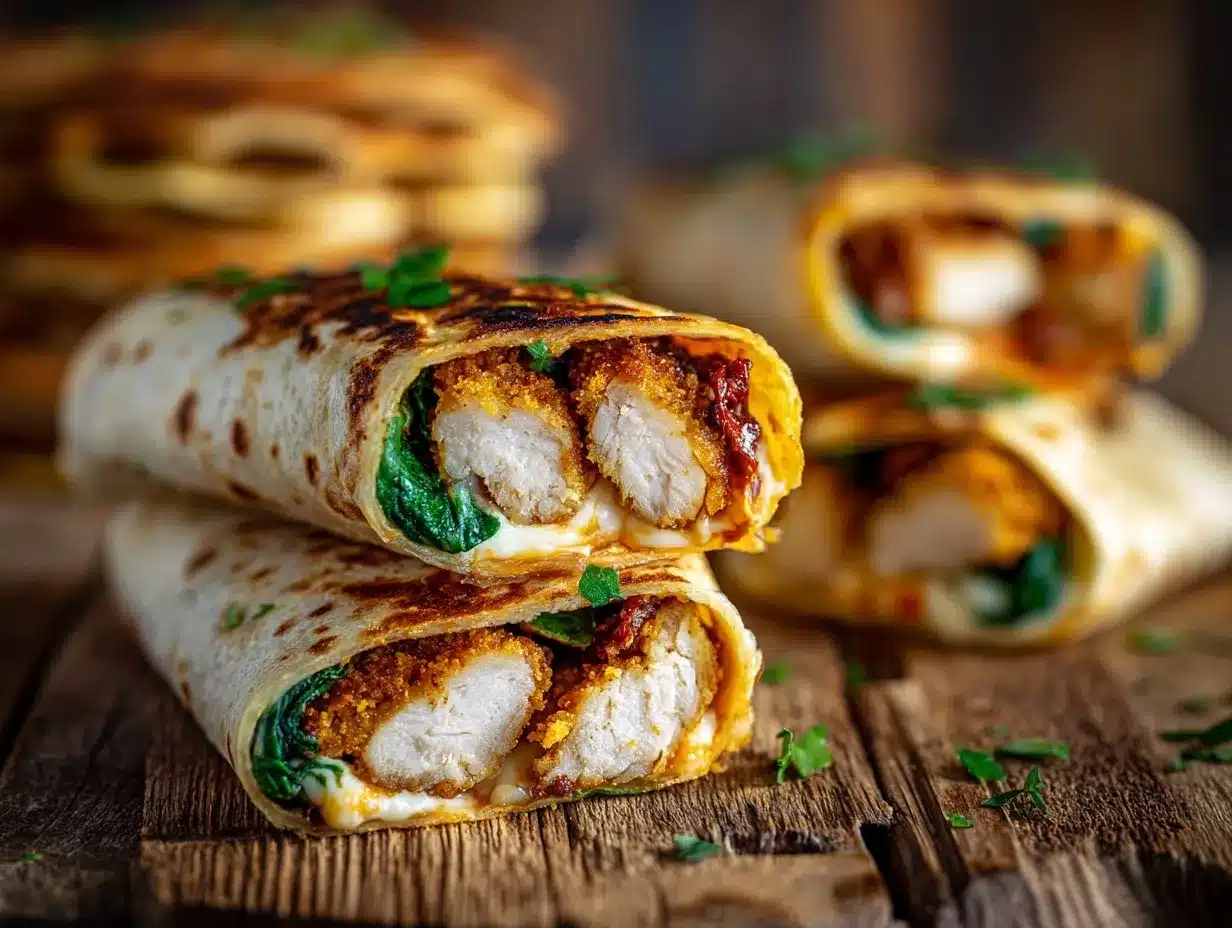 Air Fryer Chicken Mozzarella Wraps preparation steps