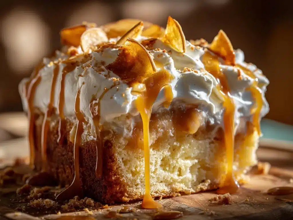 apple cider caramel poke cake - featured image