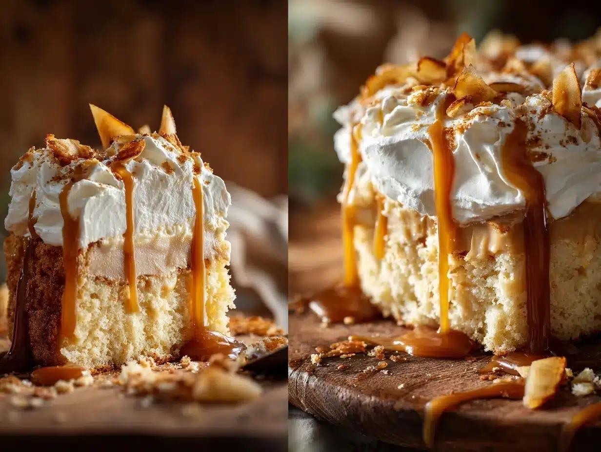apple cider caramel poke cake preparation steps