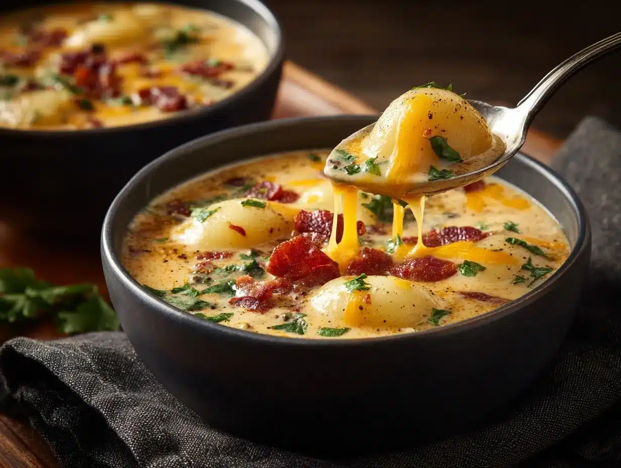 Bacon Cheddar Gnocchi Soup preparation steps