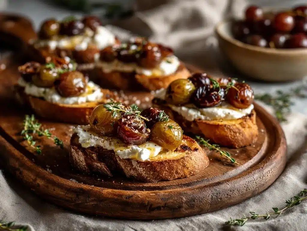blistered grape bruschetta - featured image