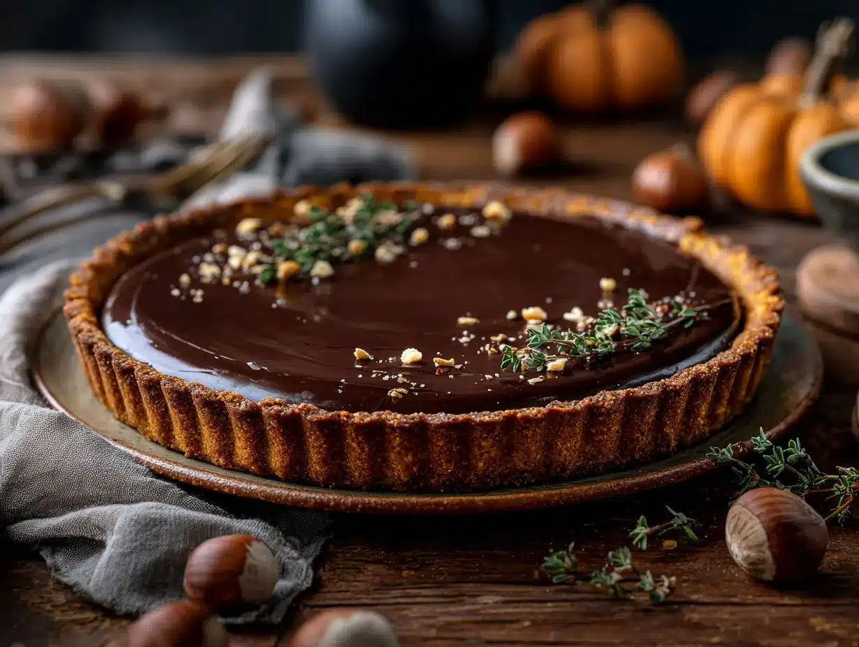 chocolate pumpkin tart preparation steps