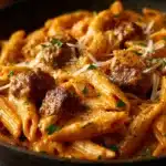 creamy beef pasta - featured image