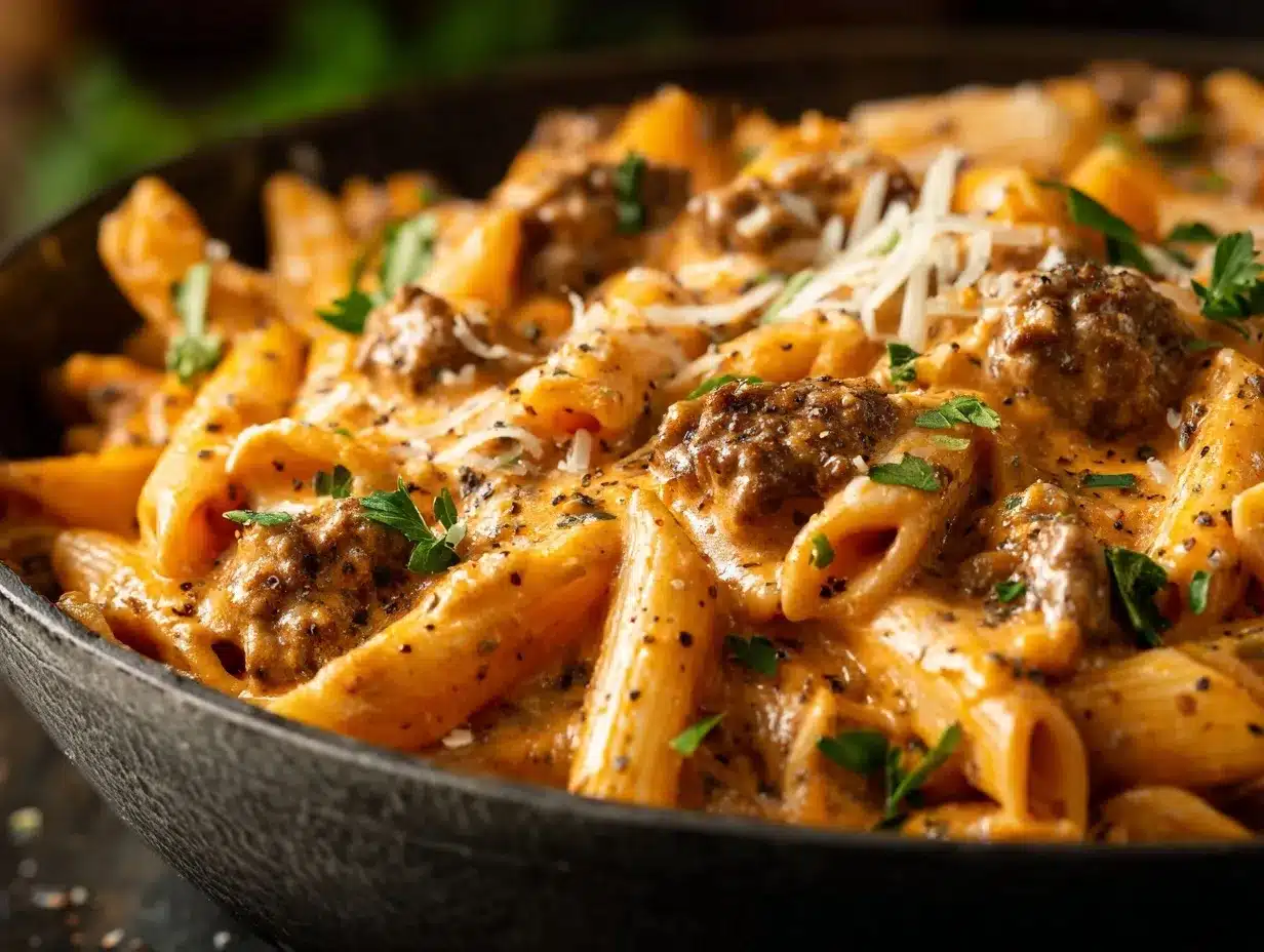 creamy beef pasta preparation steps