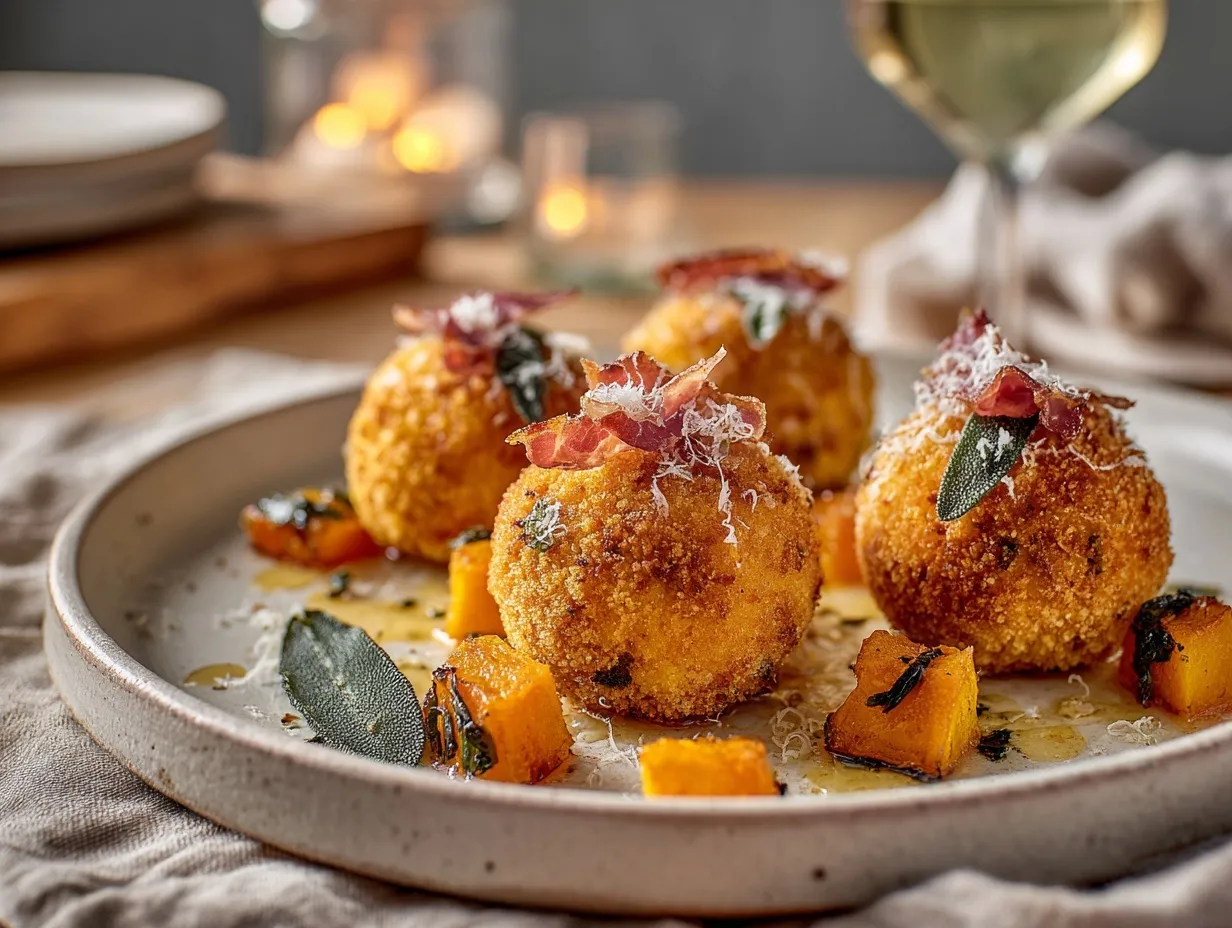 crispy pancetta pumpkin sage arancini preparation steps