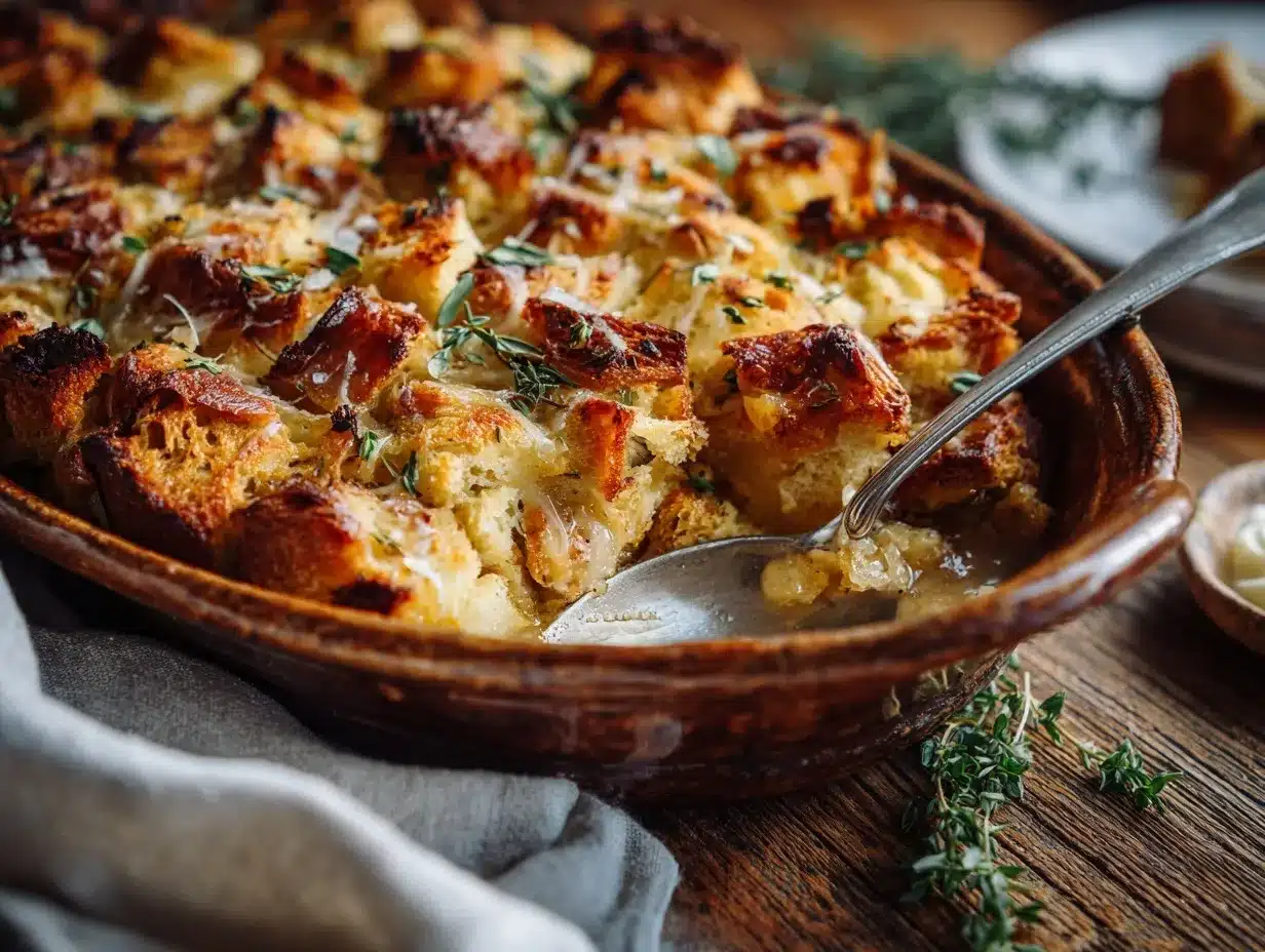 French Onion Soup Stuffing Casserole preparation steps