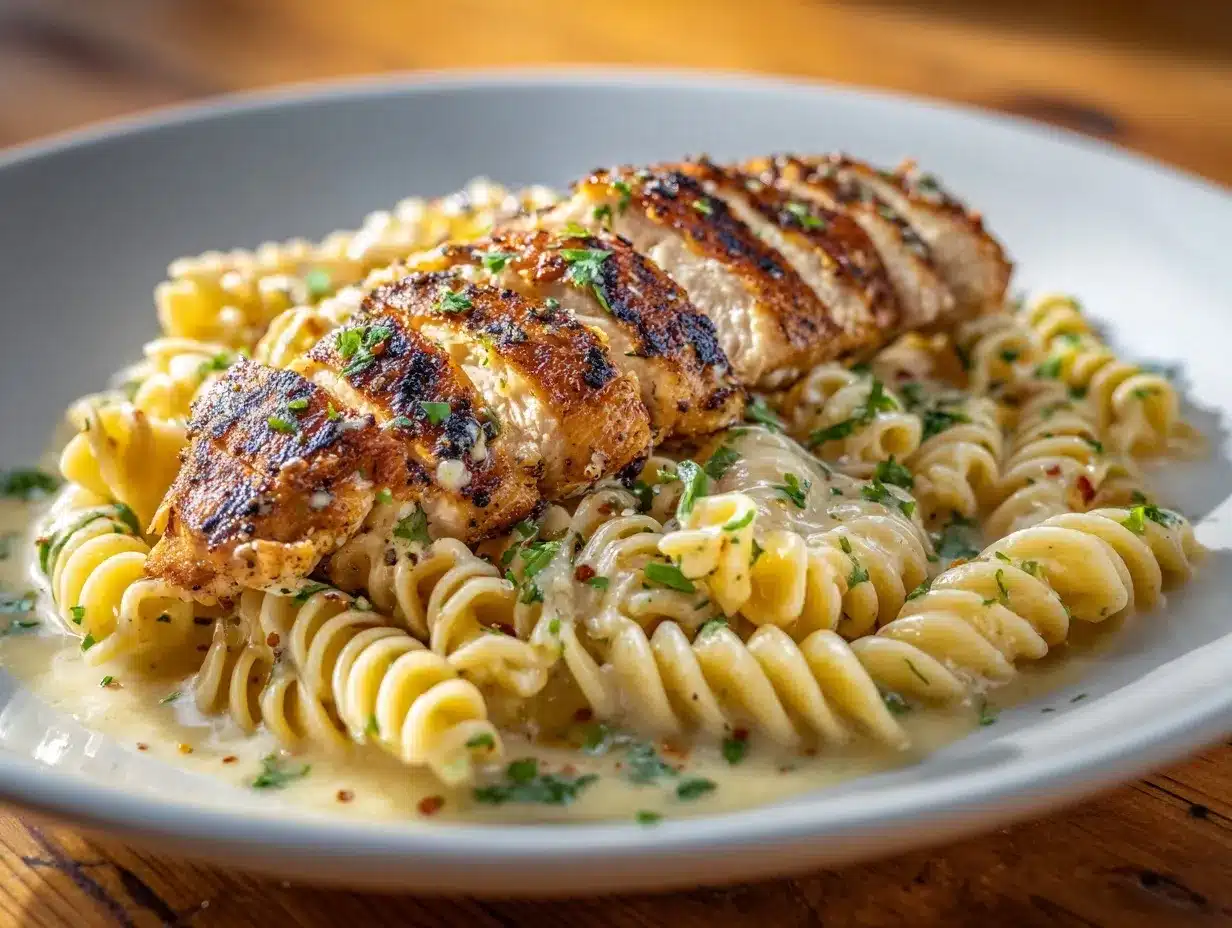 Garlic Parmesan Chicken Pasta preparation steps