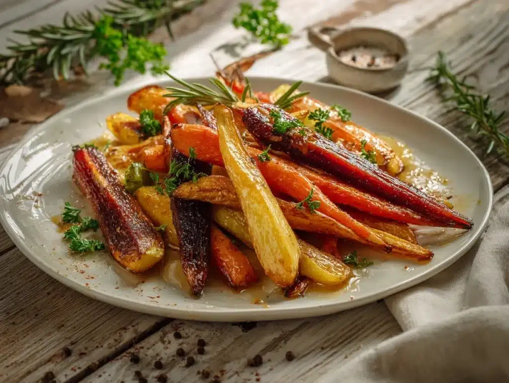 honey roasted root vegetables - featured image