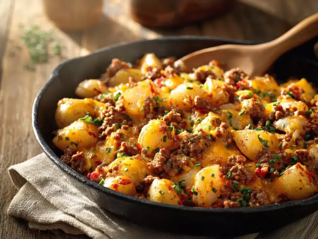 Loaded Cheesy Ground Beef Skillet - featured image