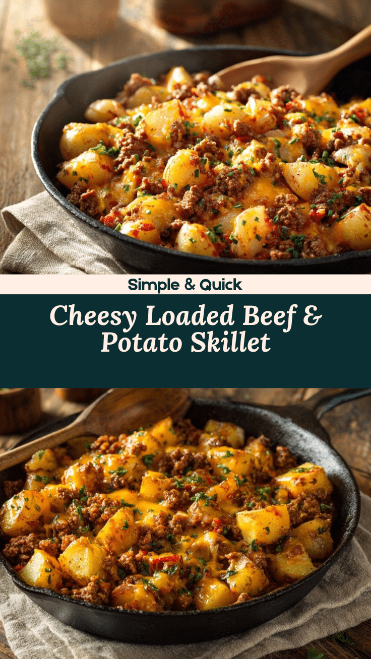 Loaded Cheesy Ground Beef Skillet recipe