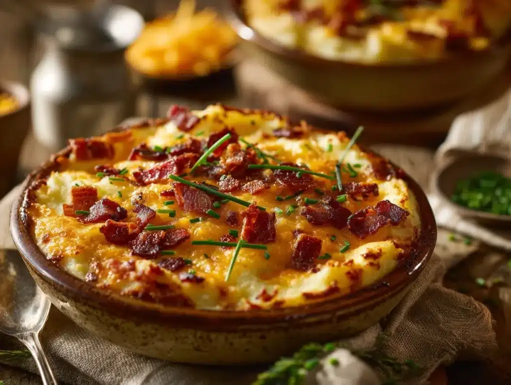 loaded mashed potato casserole - featured image