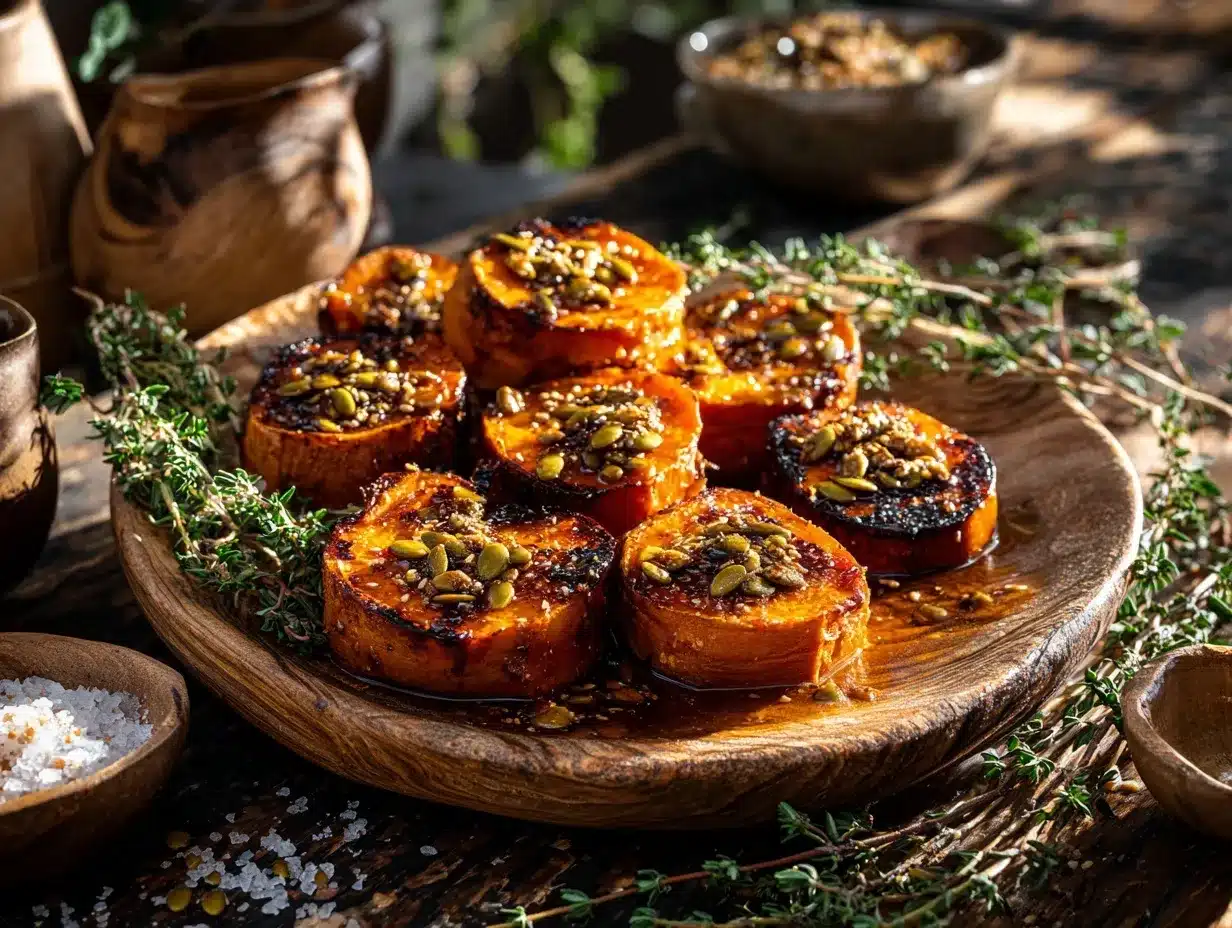 miso-maple sweet potato rounds preparation steps