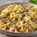 Parmesan Garlic Beef Bowtie Pasta - featured image