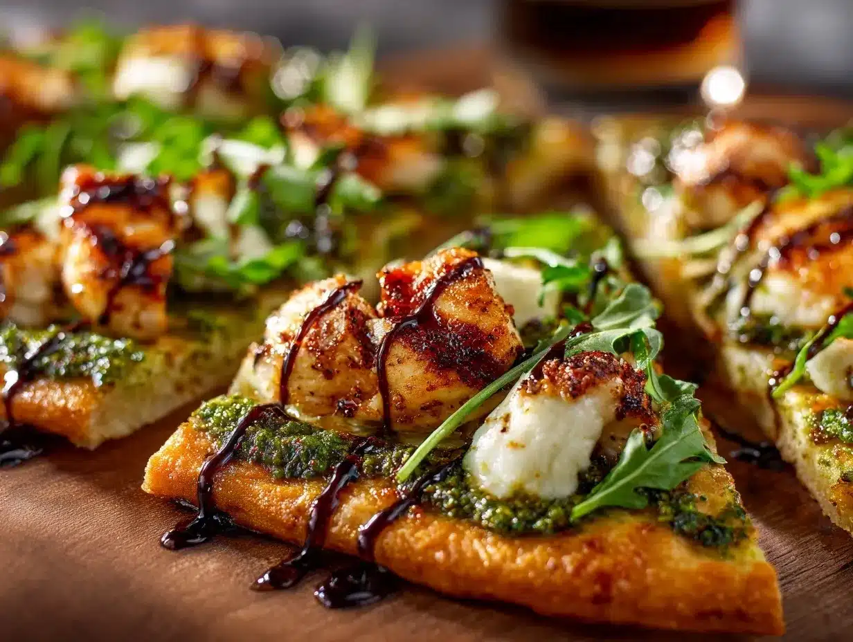 pesto chicken flatbread preparation steps