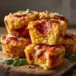 pizza-stuffed cornbread muffins - featured image