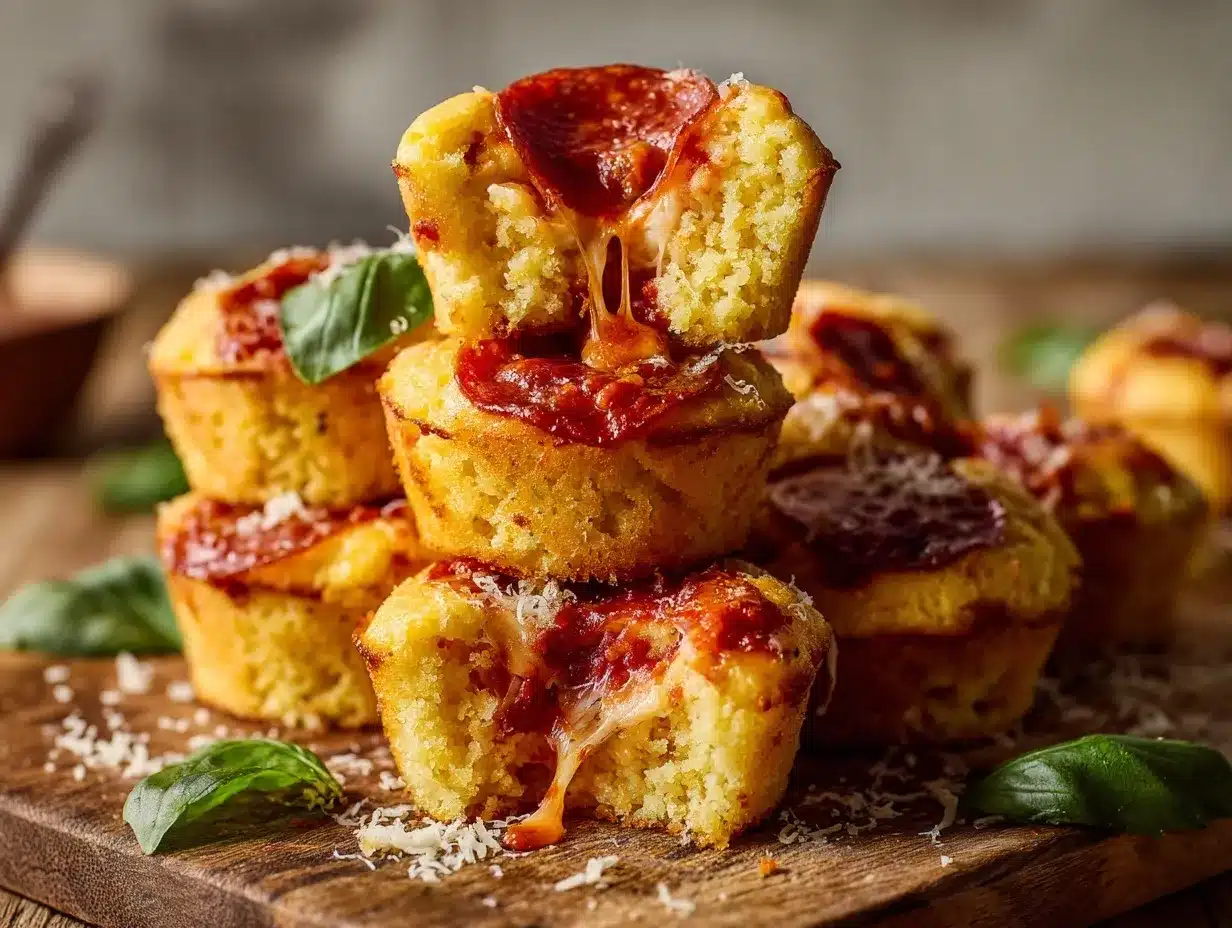 pizza-stuffed cornbread muffins preparation steps
