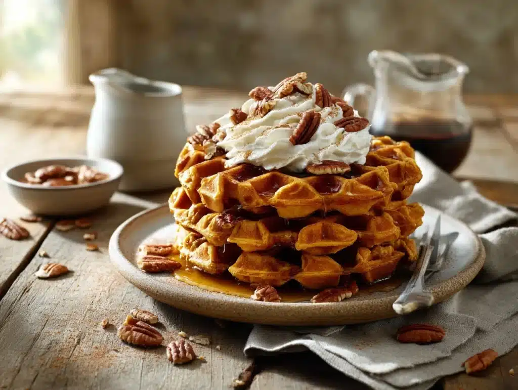 pumpkin pecan waffles - featured image