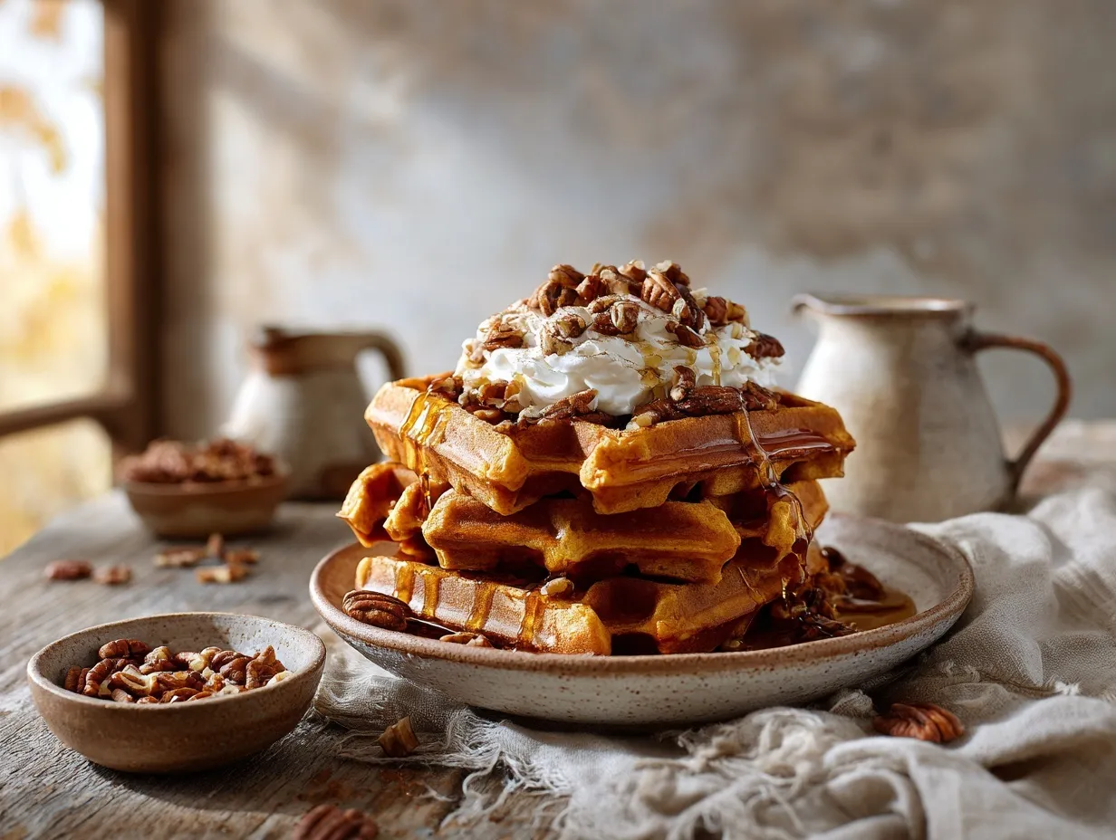pumpkin pecan waffles preparation steps