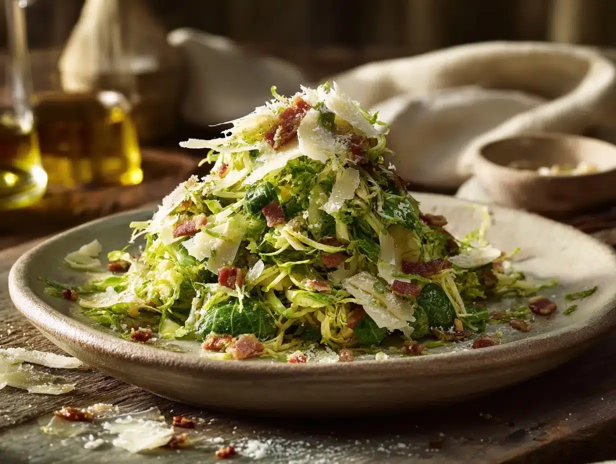 shaved Brussels sprout salad preparation steps