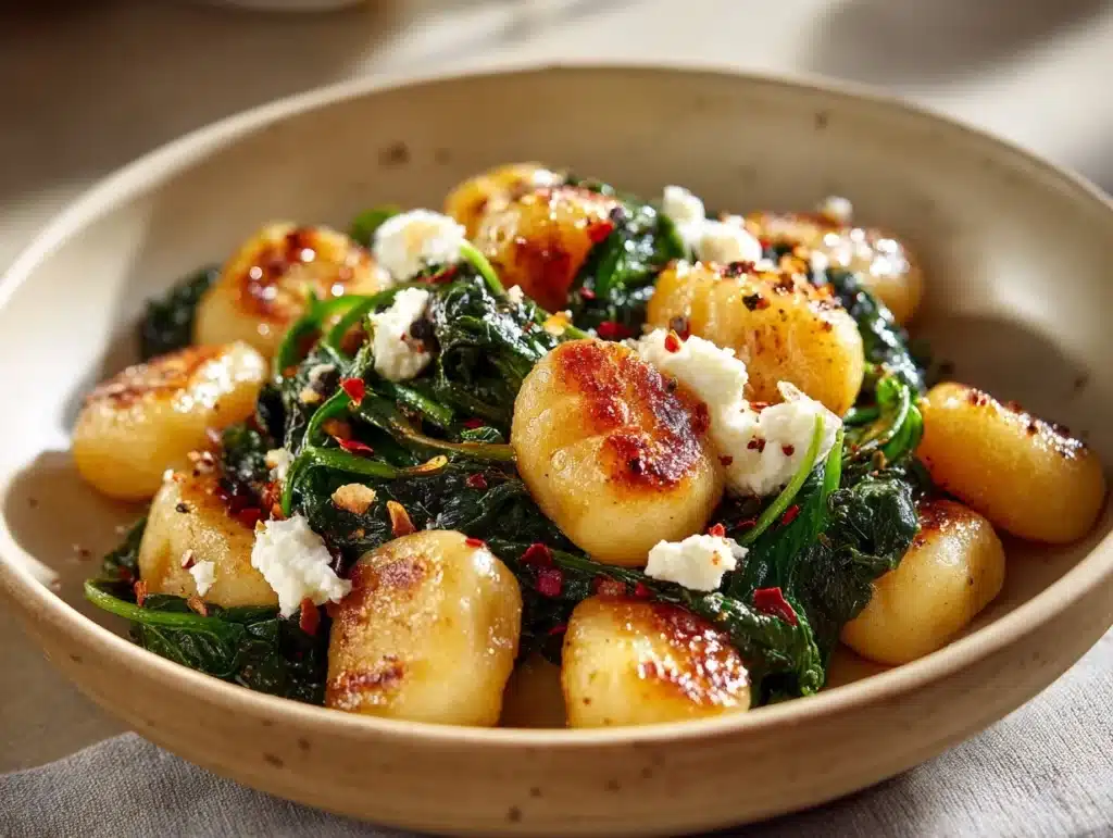 spinach feta gnocchi - featured image