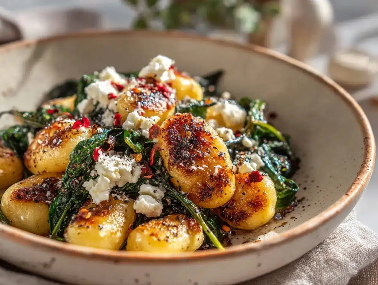 spinach feta gnocchi preparation steps