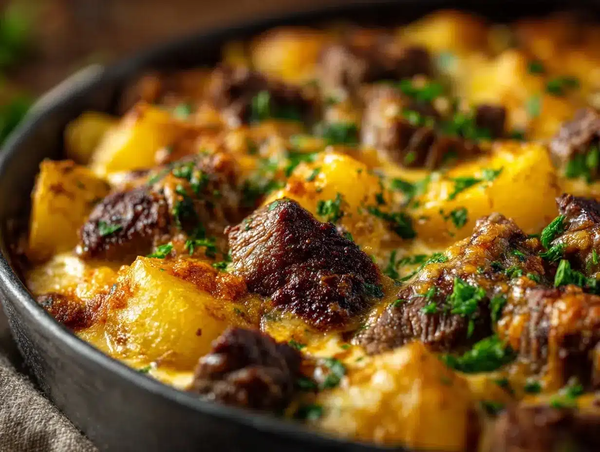 Steak and Cheddar Potato Casserole preparation steps
