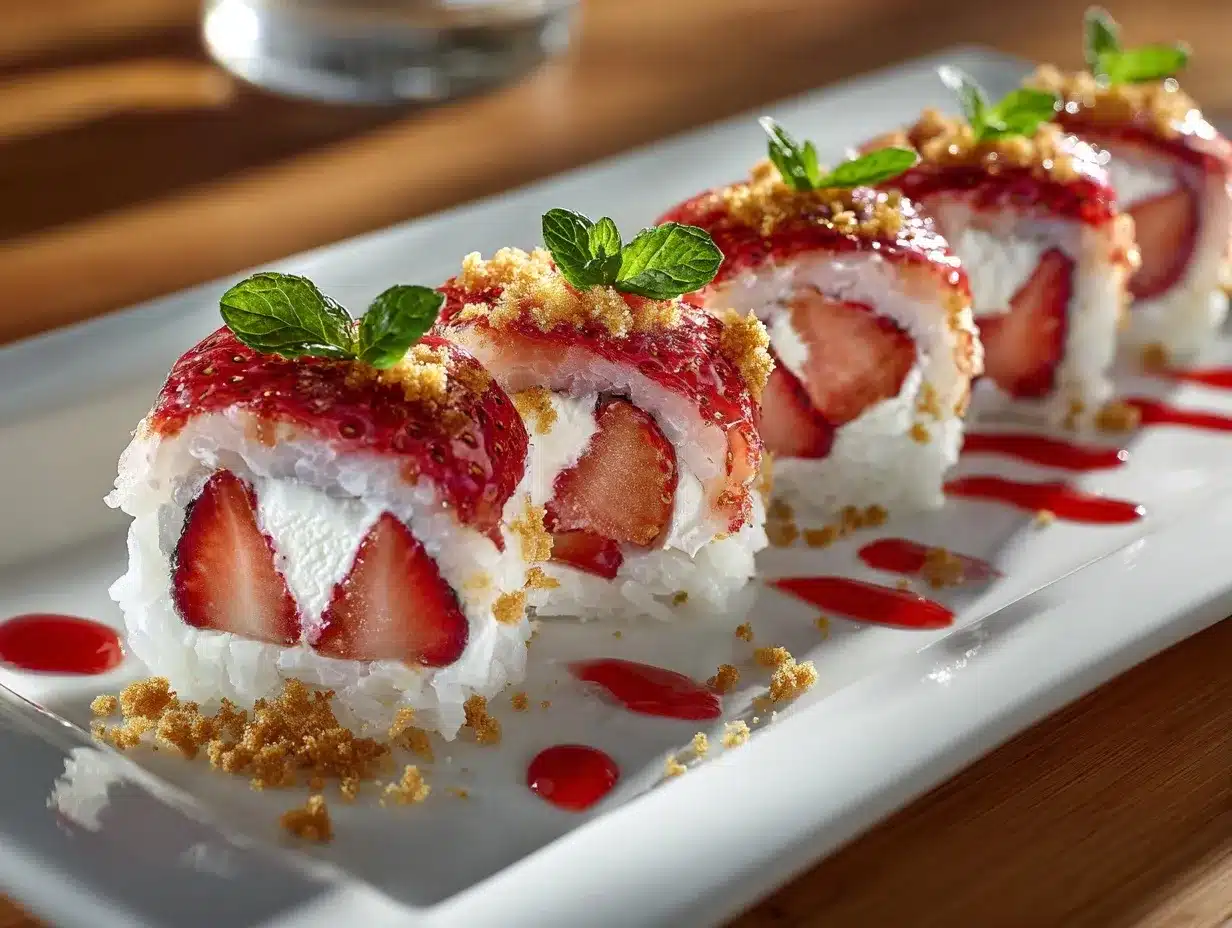 Strawberry Shortcake Sushi Rolls preparation steps