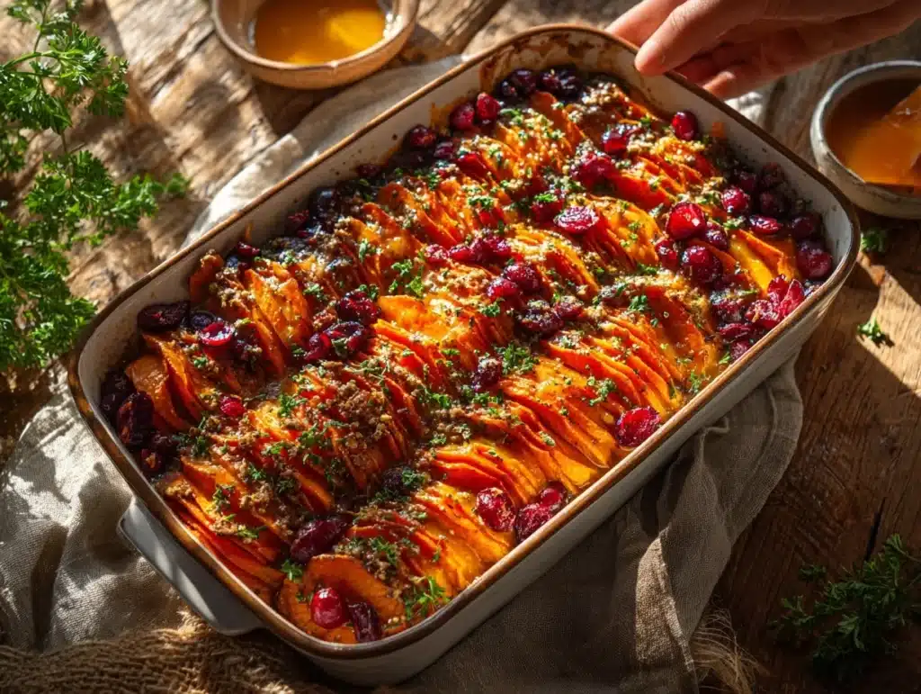 sweet potato cranberry bake - featured image