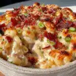 bacon ranch baked mac and cheese - featured image