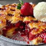 brown butter strawberry peach pie - featured image