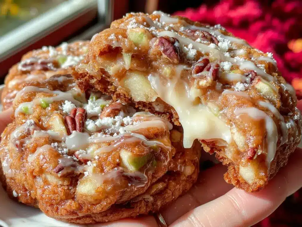 caramel apple pie cheesecake stuffed cookies - featured image