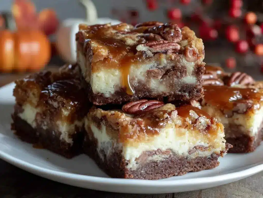 Caramel Pecan Pumpkin Cheesecake Brownies - featured image