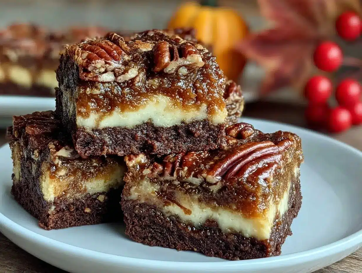Caramel Pecan Pumpkin Cheesecake Brownies preparation steps