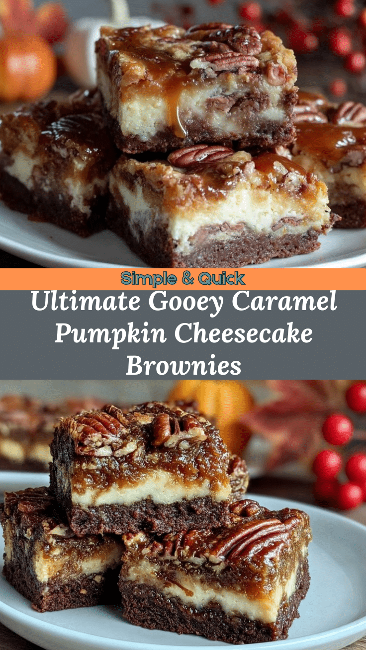 Caramel Pecan Pumpkin Cheesecake Brownies recipe