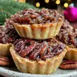 chocolate bourbon mini pecan tarts - featured image