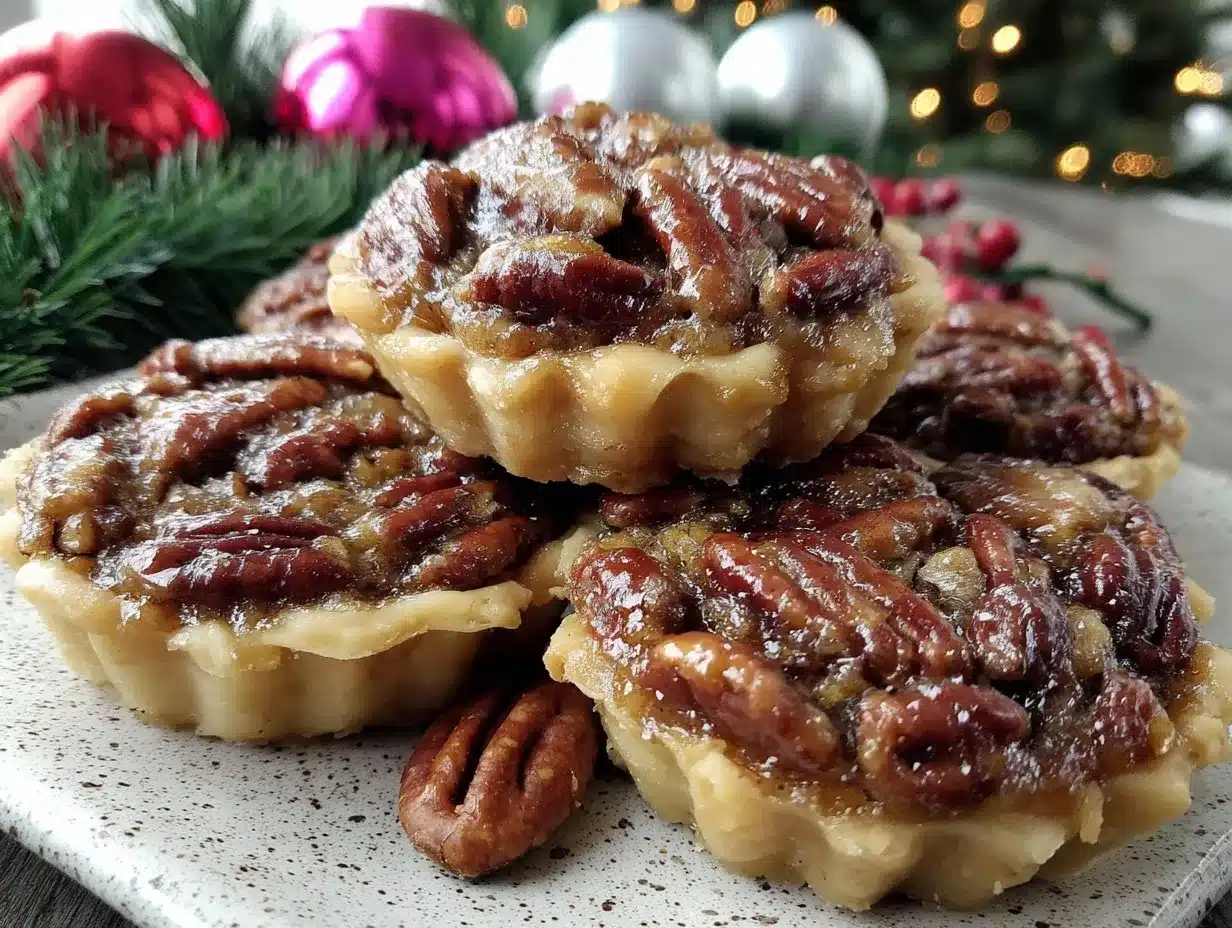 chocolate bourbon mini pecan tarts preparation steps