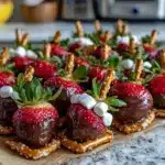 chocolate-covered strawberry turkey pretzel bites - featured image