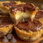 chocolate peanut butter cup cheesecake bites - featured image
