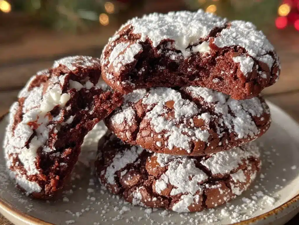 chocolate peppermint crinkle cookies - featured image