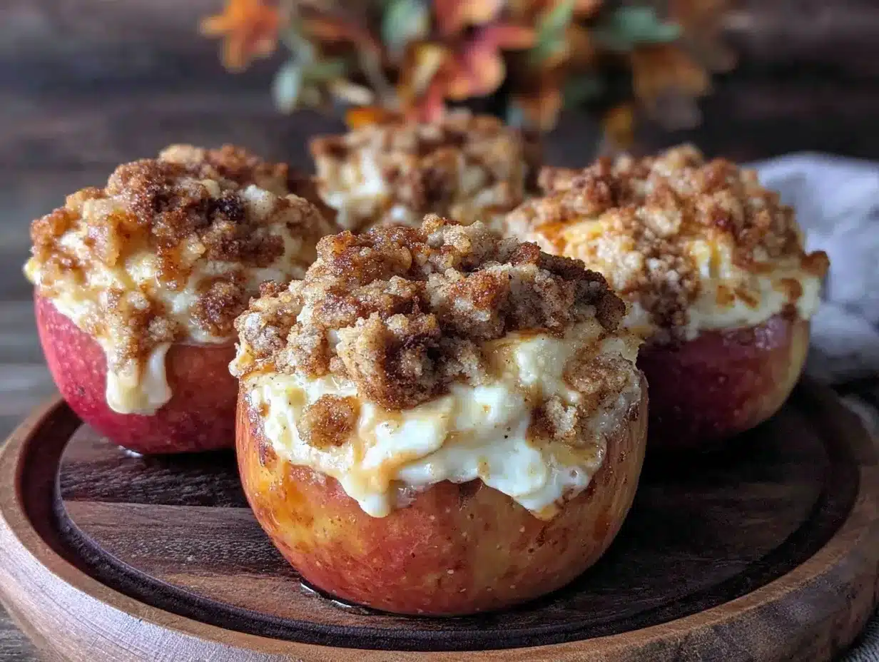 cinnamon roll cheesecake stuffed baked apples preparation steps