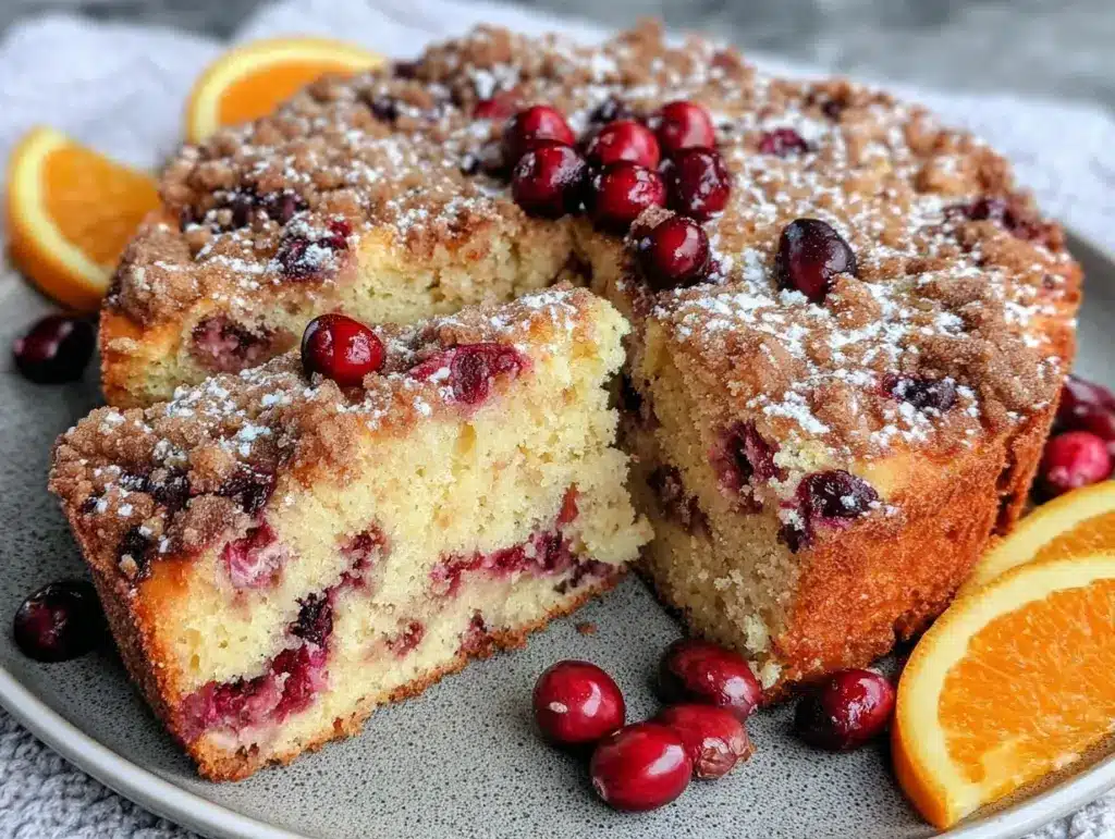 cranberry orange streusel coffee cake - featured image