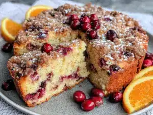 cranberry orange streusel coffee cake - featured image