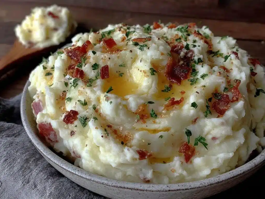 creamy garlic mashed potatoes - featured image