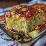creamy jalapeño cheddar corn pudding casserole - featured image