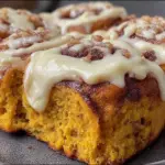 creamy pumpkin cinnamon rolls - featured image