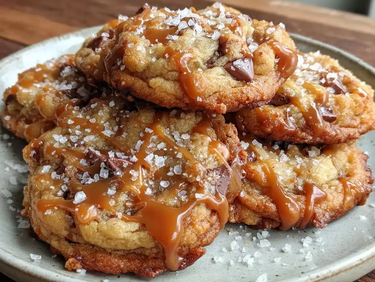 crispy brown butter salted caramel chocolate chip cookies preparation steps