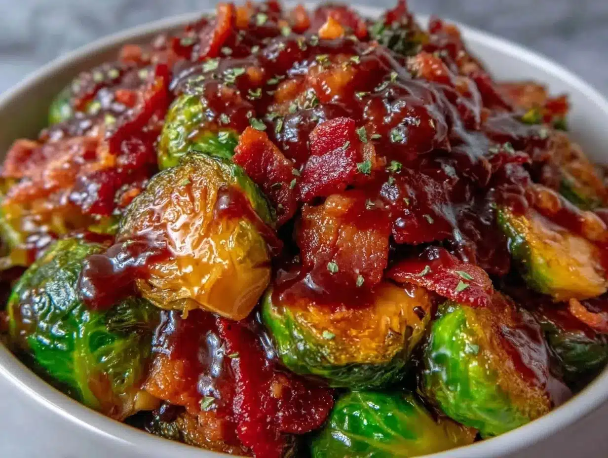 crispy Brussels sprouts with bacon preparation steps