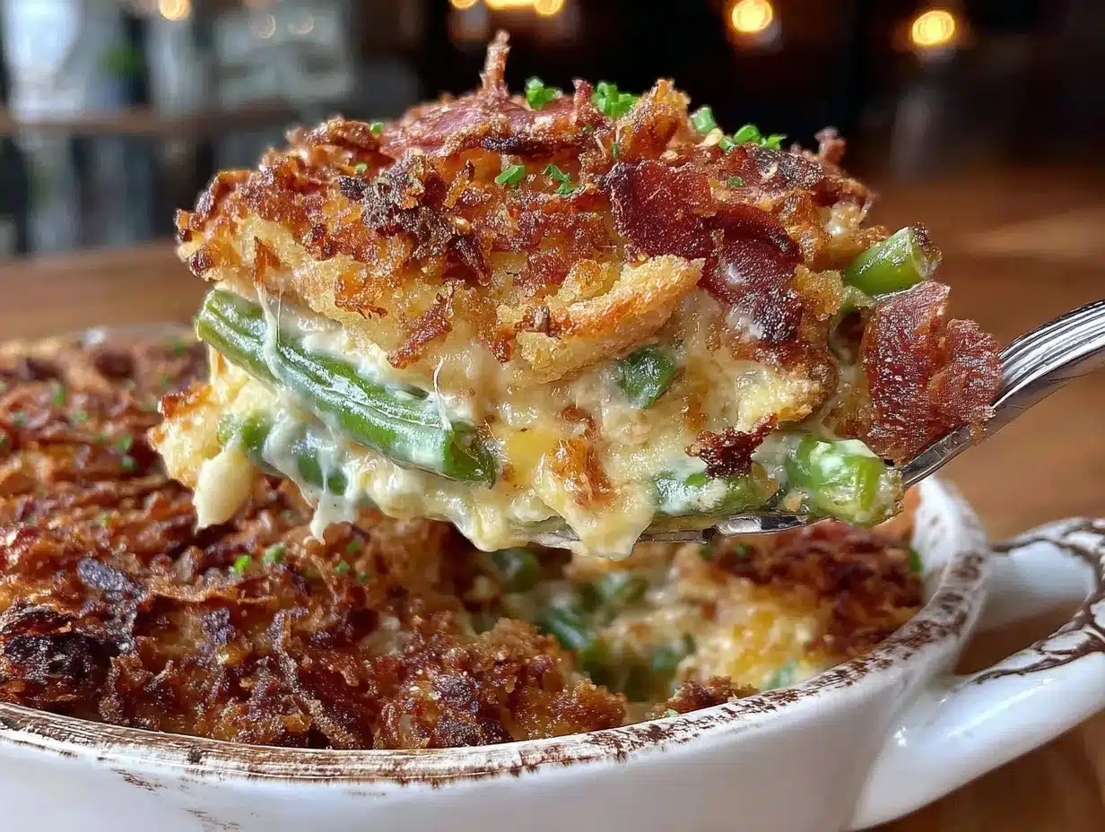 crispy cheddar bay green bean casserole preparation steps