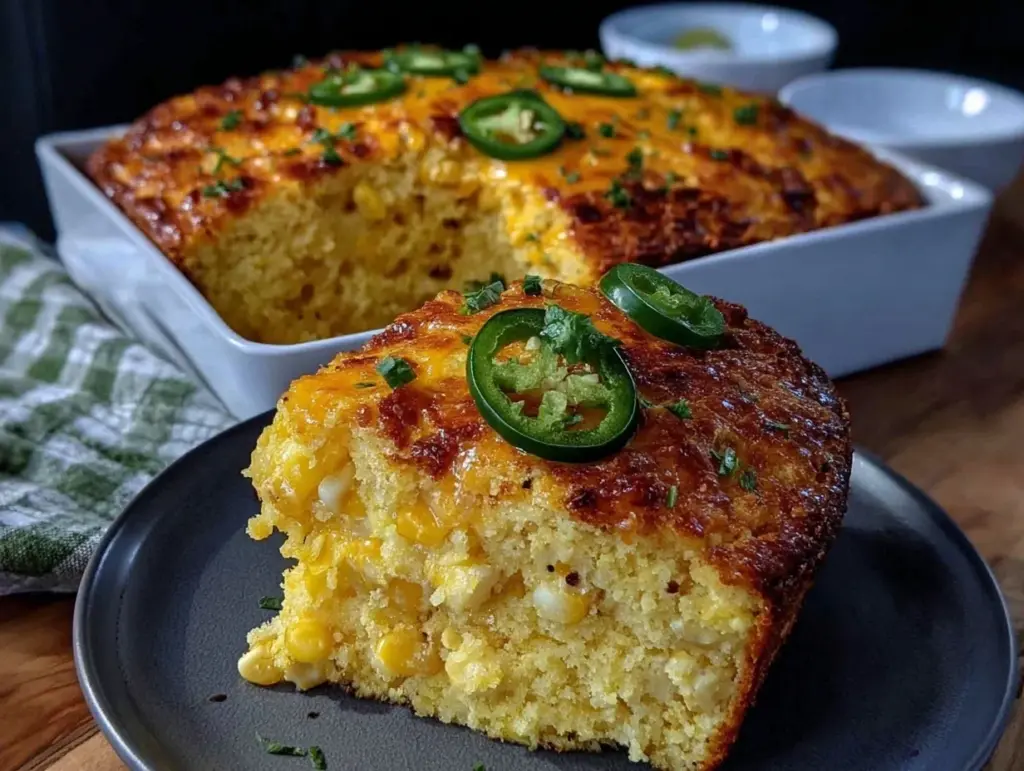crispy cheesy jalapeño cornbread casserole - featured image