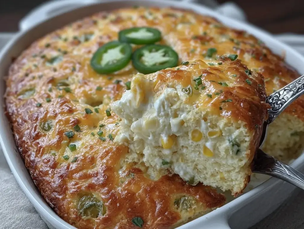 crispy cheesy jalapeño cornbread casserole - featured image